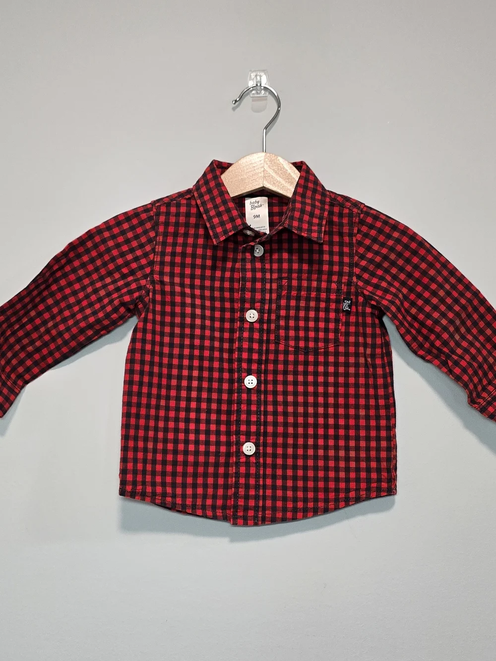 OshKosh B'gosh Red and Black Plaid Button-Down Shirt Fall Style